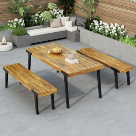 1 DINING TABLE+2 DINING BENCHES