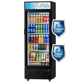 Glass Door Refrigerator Commercial Beverage Refrigerators with LED Light, 15 Cu.ft and 5 Shelves, Display Refrigerator for Cafe Restaurant Store
