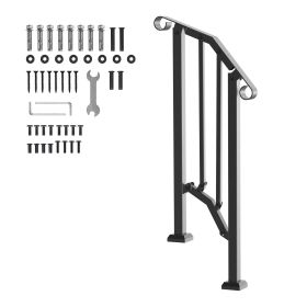 Handrails for Outdoor Steps, 1-2 Step Stair Hand Rail Kit, Transitional Carbon Steel Railings with Installation Kit, Stair Rails for Seniors