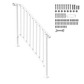 Handrails for Outdoor Steps, 3-4 Step Stair Hand Rail Kit, Transitional Carbon Steel Railings with Installation Kit, Stair Rails for Seniors