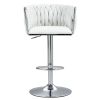 360Â° Fabric cover Swivel Bar Stools Set of 2, Adjustable Counter Height Bar Chairs with Woven Back & Footrest