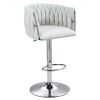 360Â° Fabric cover Swivel Bar Stools Set of 2, Adjustable Counter Height Bar Chairs with Woven Back & Footrest