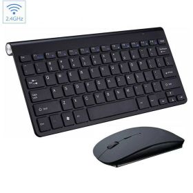 Mini Wireless Keyboard And Mouse Set Waterproof 2.4G For Mac Apple PC Computer (Color: black)