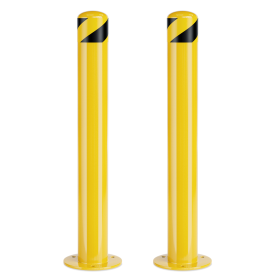 Safety Bollard Post 36/42 inch Height Safety Bollard, 3/3.5 inch Diameter Powder Coated Steel Bollard Post (size: 36''*3.5''D-2PCS)