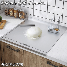 Stainless Steel Cutting Board with Lip for Kitchen Chopping Boards for Countertop Large Metal Cutting Board over Sink Suitable for Meat Fruits Vegetab (size: Z-Shape 40cm×50cm)