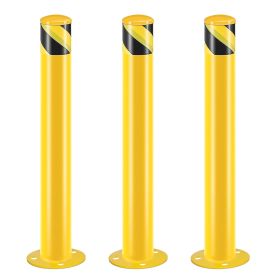 Safety Bollard Post 36/42 inch Height Safety Bollard, 3/3.5 inch Diameter Powder Coated Steel Bollard Post (size: 42''H*3.5''D-3PCS)