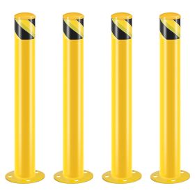 Safety Bollard Post 36/42 inch Height Safety Bollard, 3/3.5 inch Diameter Powder Coated Steel Bollard Post (size: 36''H*3.5''D-4PCS)