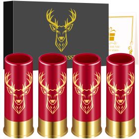 4 Deer Heads 1.5 Ounces - Reusable High-quality Plastic Bullet Cup, Suitable For Whiskey, Cocktails, And Wine, Perfect For Bars, Parties, And Gif (Option: Red XJB0107)